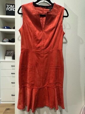 BCBGMaxAzria Gilli Faux Suede Flounce Dress